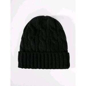 Ladies Black Knit Beanie Hat